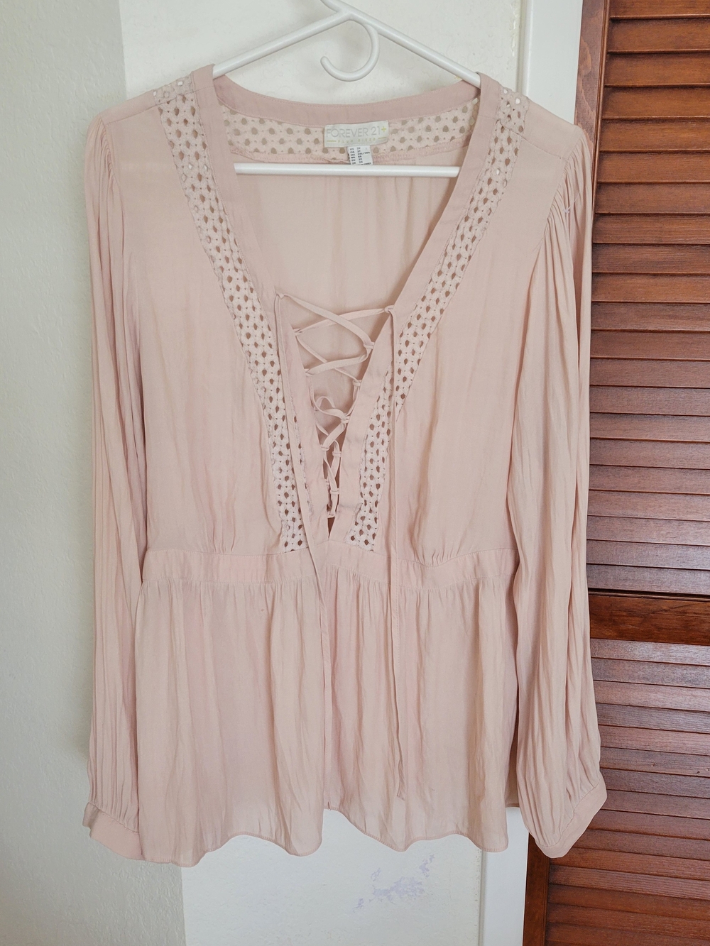 Forever 21 Blush Pink Lace-Up Top